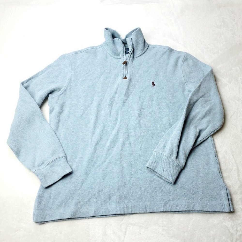 Polo Ralph Lauren Pullover Zip Up Sweater Mens Size M Medium Blue